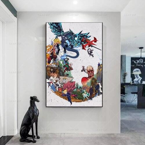 Dragon Ball Posters Japanese Anime Attack On Titan Canvas Painting Wall Art Picture Kids Room Cuadros Mural Home Decor Gift