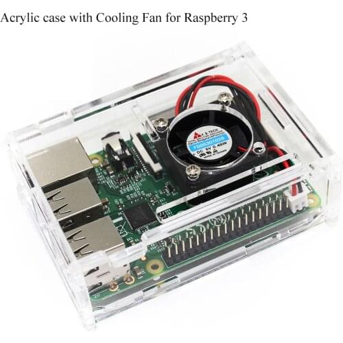 Transparent Acrylic Case with Cooling Fan Protector Protective Shell for Raspberry Pi 3