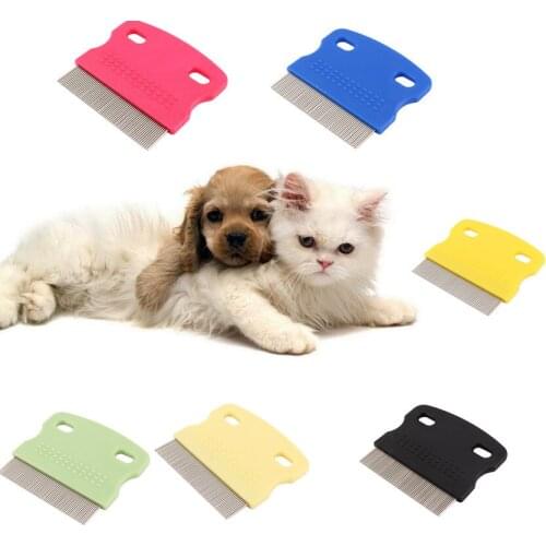Pet Dog Hair Stainless Steel Flea Shedding Comb Grooming Pin Brush Slicker Trimmer Tool Pet Flea Comb Catching Lice
