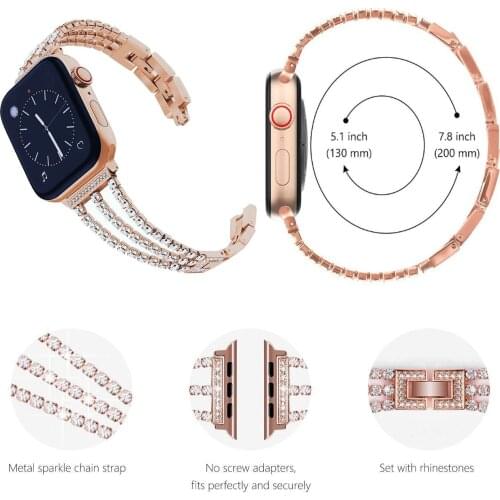Women Rhinestone Bracelet For Apple Watch Band 44mm 40mm 42mm 38mm Wrist Belt For iWatch Series 4 3 2 1 Stainless Steel Strap