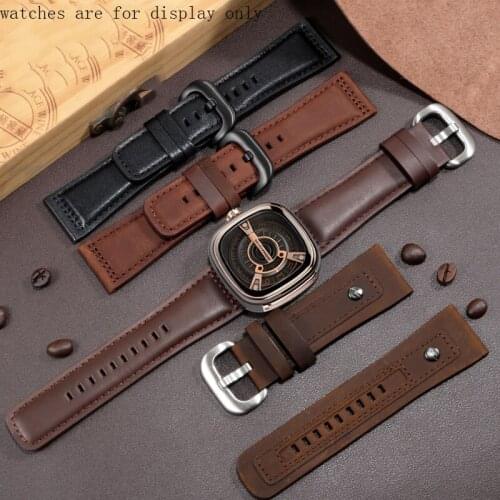 Retro frosting Genuine leather watchband strap 28mm black brown blue wristband with pin buckle for P1 P2 S2 M2 Q2 M1B T3