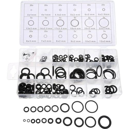 225Pcs 18 Sizes Black Rubber O-Ring Washer Gasket Sealing Ring Assortment Kit Rubber O Ring Gasket