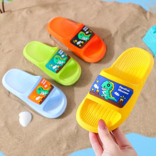 2021 Kids Slippers Dinosaur Baby Home Slippers Toddler Beach Pool Slides Sandals Children Home Slippers Soft Shoes Flip Flops