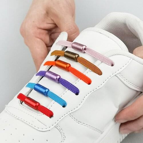 Third Version Metal Lock Shoelaces Elastic Shoe Laces Special No Tie Shoelace for Men Women Lacing Rubber Zapatillas 20 Color