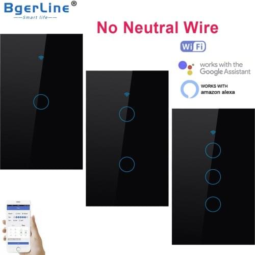 Wifi Smart Touch Switch Voice Control Light Switch Smart Life APP No Neutral Wire Control Wall Switch Work Alexa Google Home