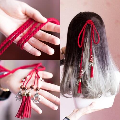 Tassel hair rope hanfu deserve to act the role of ancient costume tire Retro red rope ancient hair band