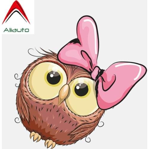 Aliauto Lovely Car Stickers Cute Pink Bow Owl Girl Decoration Vinyl Decal for Mazda Cx 5 Gti Vw Golf 5 Peugeot 208,12cm*12cm