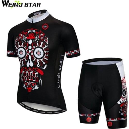 Weimostar Black-Red Skull Cycling Jersey Set Men Summer Mountain Bike Clothing Ropa Ciclismo Quick Dry Road Bicycle Jersey Set