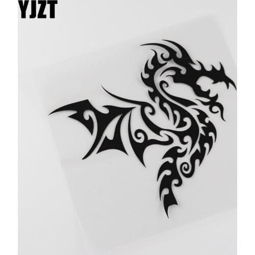 YJZT 15.9CMX14.7CM Flying Dragon Fantasy Monster Vinyl Car Sticker Black /Silver 13C-0129
