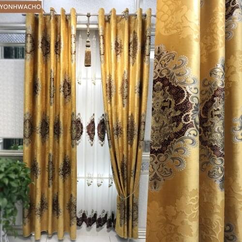 Custom curtain New high-class European living room luxury golden villa velvet thick cloth blackout curtain tulle panel C530