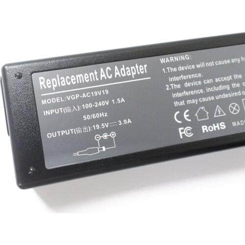 19.5V 3.9A Laptop Battery Charger AC Power Adapter For Sony Vaio VGP-AC19V37 SVE15128CX SVE141D12T NR NR120 FZ