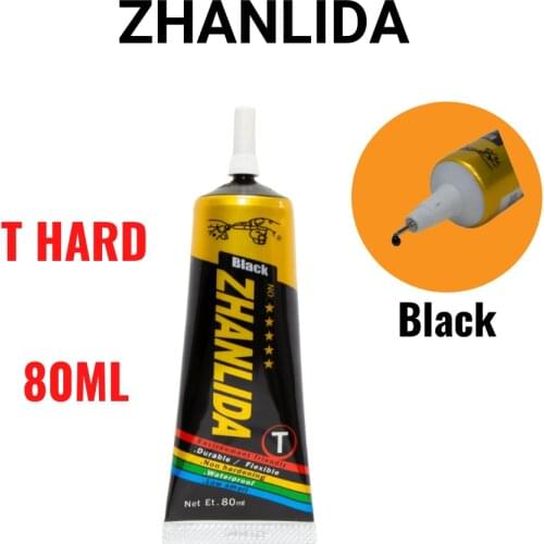 Zhanlida T Hard Setting 80ML Black Contact Adhesive Universal Repair Glue With Precision Applicator Tip