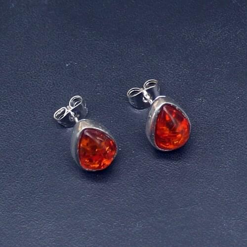 Hermosa Fantasy Charms Orange Baltic Amber Genuine 925 Silver Stud Earrings Hot Sale Jewelry Gifts for Women Girls 20214220
