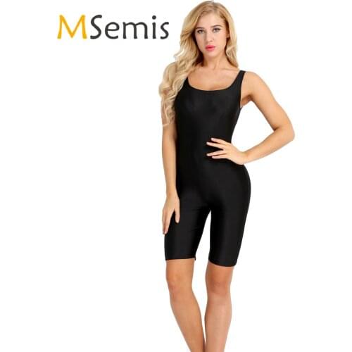 Women Gymnastics Leotard Bodysuit One-piece Sleeveless Yoga Running Sportswear Stretch Skinny Solid Sports Active Dance Jumpsuit