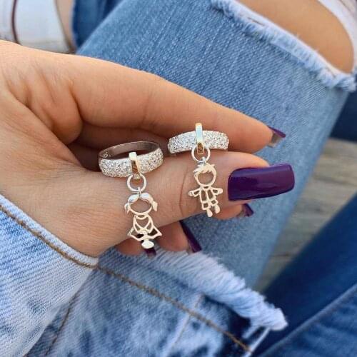 1 Pcs Personality Female Rings Boy Girl Pendant Two tone Ring Women Couple Ring Wedding Party Jewelry Accessories