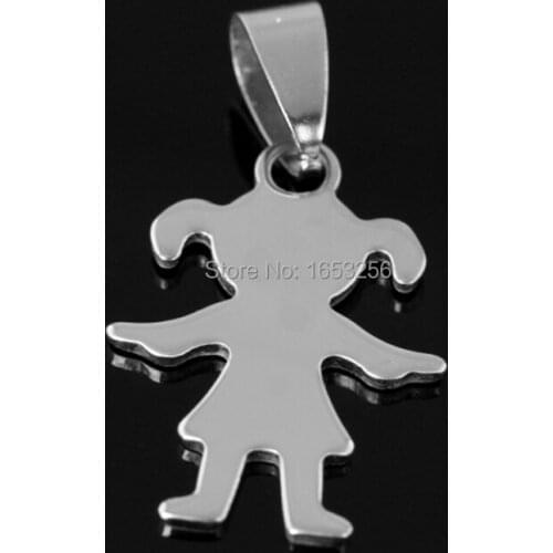 Small 18*25mm Lot 10pcs Lovely Jewelry Baby Girls Charms Pendant stainless steel Without Chain For DIY Jewlery Gifts