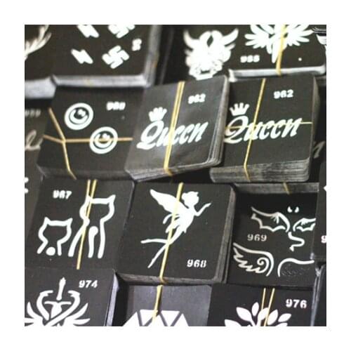 10pcs Cute Pattern Pochoir Tatouage Cat Letter Glitter Tattoo Stencil Kids Girls for Painting Henna Stencils Airbrush Stencil