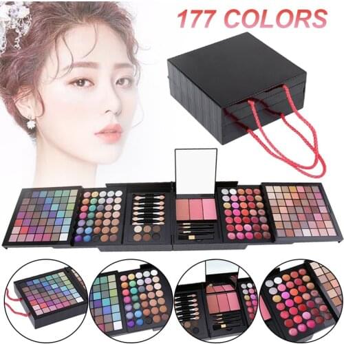 177 Full Color Eyeshadow Palette Pigment Makeup Blush Palette Set Beauty Cosmetic Kit + Makeup Lip Brush Set