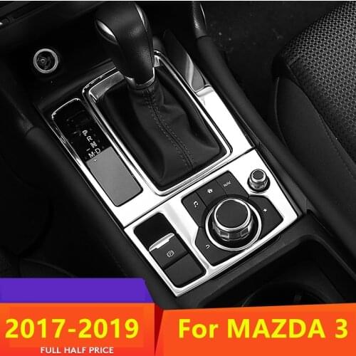 2pcs For Mazda 3 M3 Axela 2017 2018 2019LHD Car Gear Shift Box Central Control Panel Cover Stickers Trim Strips Garnish Styling