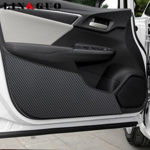 4 pcs Case For honda FIT 2014-2016 Car Side Door Inner Decal Anti-kick Protective Carbon fiber Flim Sticker