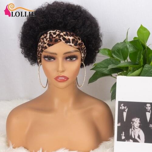 Afro Kinky Curly Headband Wigs 150% Density Human Hair Wig Free Headband For Black Women Afro Curl Remy Hair with Free Shipping