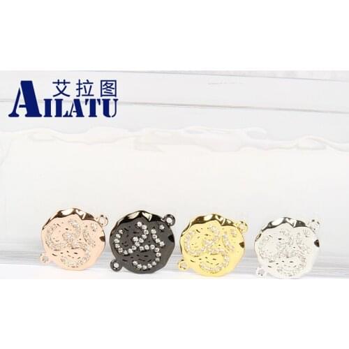 Ailatu 10 Pieces Micro Paved Clear Zircons Om Braided Bracelet Accessories for DIY Braiding Macrame Lucky Fashion Jewelry