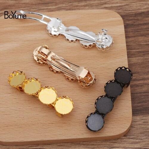 BoYuTe Custom Made (100 Pieces/Lot) 50*14MM Metal Brass Hairpin with 12MM Cabochon Base Diy Jewelry Accessories Wholesale