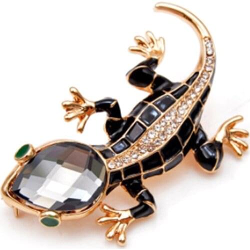 Crystal Lizard Gecko Brooches For Women Jewelry Luxury Cute Fashion Animal Lapel Pins Shining Jewelry Kids Clothing Accessories