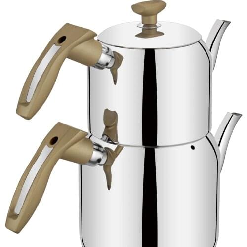 Turkish Tea Teapot Two Size Steel Teapot Set 4 Color Induction Compatible Turkish Kitchen Tools Turkish-Arab-Russian tea Tea sets