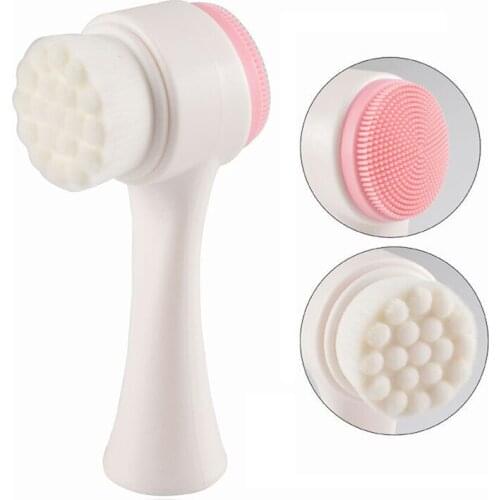 3D Face Cleaning Massage Face Wash Product Skin Care Tool Hot Double Side Silicone Face Cleansing Brush Size Portable