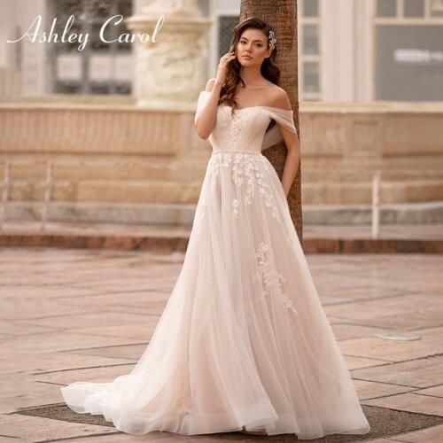 Ashley Carol A-Line Wedding Dress 2021 Romantic Beading Appliques Sweetheart Bridal Gown Backless Bride Dresses Vestido De Noiva