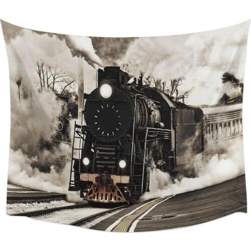 Retro Steam Train Tapestry Wall Hanging Home Wall Decor Bedroom Tapestry Wall Hanging Yoga Mat Picnic Mat