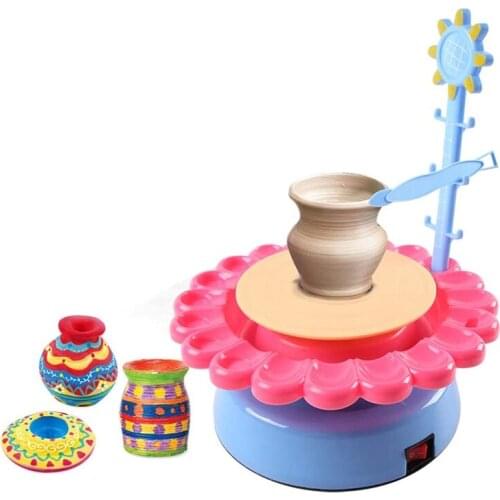 Hot Sale Sunflower Pottery Wheel - DIY Air Dry Sculpting Clay and Craft Paint Kit Electric Ceramic Wheel Machine with 2 Clay