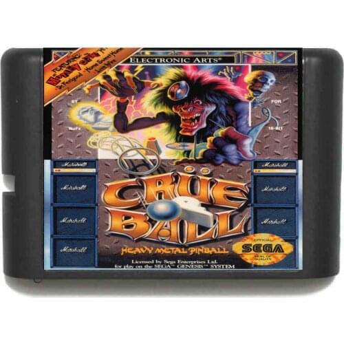 Crue Ball 16 bit MD Game Card For Sega Mega Drive For Genesis