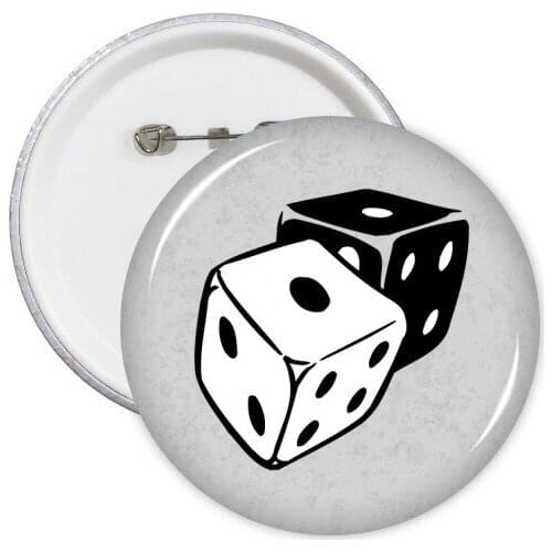 Dice Casino Black White Illustration Round Pins Badge Button Clothing Decoration 5pcs Gift
