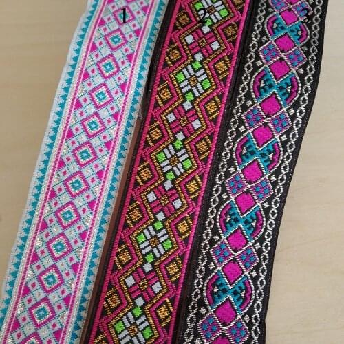 3.3cm 33mm 1-3/8'' Golden Silver Filigree Zigzag Rhombus Ribbon Costume Handmade Curtain National Jacquard Garment Woven Webbing