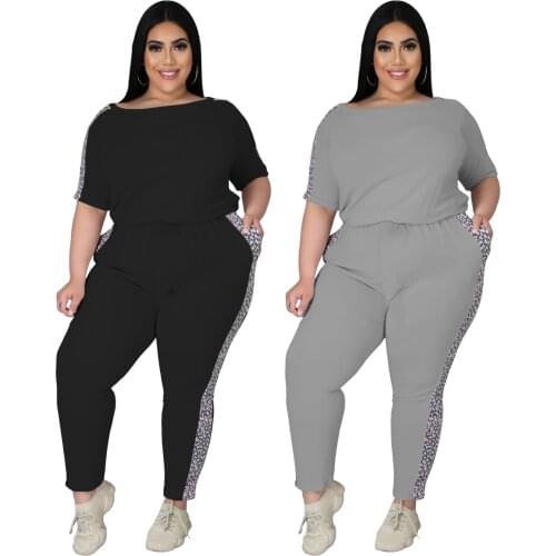Summer Women Casual Solid Two Piece Set Top And Pants Tracksuit Sweatsuit Outfits Plus Size 5XL Jogging Femme Chandal Mujer