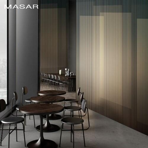 MASAR line geometry light luxury custom mural restaurant hotel background wall paper vertical stripes wallpaper Grille