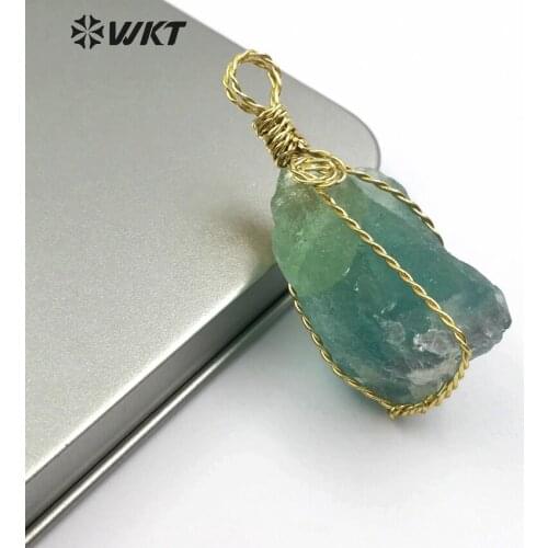 WKT WT-P1432 New arrival natural dark green fluorite pendant irregular shape small and cute jewelry accessories production