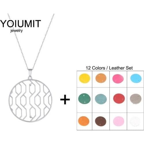 Cremo DIY Charm Necklaces Pendants Interchangeable Leather Jewelry Stainless Steel Necklace Round For Women Femme Bijoux 2020