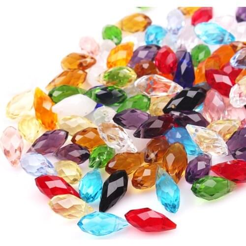Multicolor Glass 6*12mm 100pcs Teardrop Beads For Jewelry Making Necklace Diy Accessories Faceted Crystal Beads Wholesale