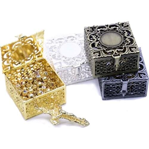 Religious Rosary Necklace Pack Box High Quality Gift Wrapping Box Metal Hollowed-Up Box You Can Put The Necklace As Gift In Box