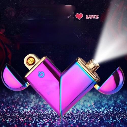 Folding Love Lighter Dual-use Charging Personality Creative Projection Fingerprint Sensor Gift Lighter Cute Lighters Girly