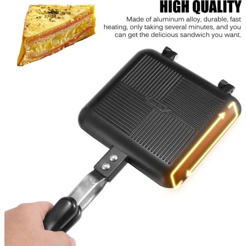 Double-Sided Sandwich Pan Non-Stick Foldable Grill Frying Pan For Bread Toast Breakfast Machine Waffle Pancake Kitchen Supplies