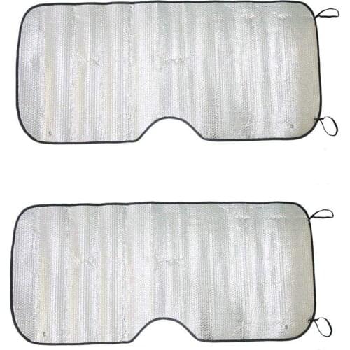 Uxcell 2Pcs Aluminium Foil Foldable Car Window Windshield Sun Shade Visor UV Block Cover 140cm x 70cm