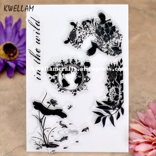 In the wild Flowers Lotus Earth Bird Scrapbook DIY photo cards rubber stamp clear stamp transparent stamp 10x15m KW8013104