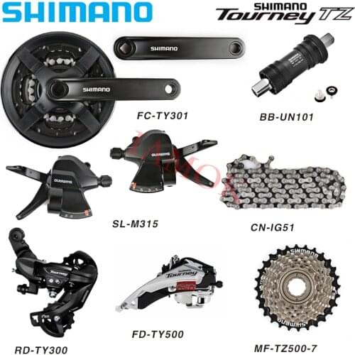 SHIMANO TOURNEY Bike 7 Speed Derailleur Kit SL-M315 Shift Lever Iamok MF-TZ500-7 Freewheel CN-IG51 Chian Bicycle Parts