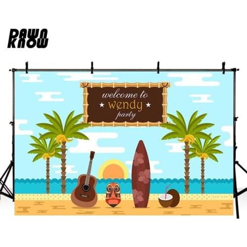 DAWNKNOW Coconut Tree Vinyl Photography Background For Baby Seascape Photo Shoot Backdrop For Birthday Party Photo Studio lv507