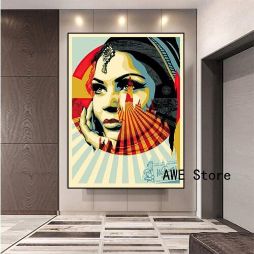 Shepard Fairey Canvas Vintage Retro Painting Women Posters and Prints Photo Wall Art Picture for Bedroom Home Wall Decor Cuadros