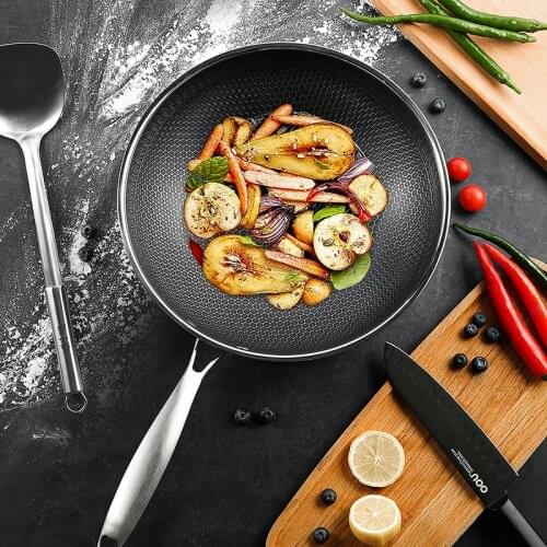 316 Stainless Steel Wok Kitchen Non Stick Pan Fried Fish Pan Fried Steak Cooking Utensils Induction Cooker Gas Stove General